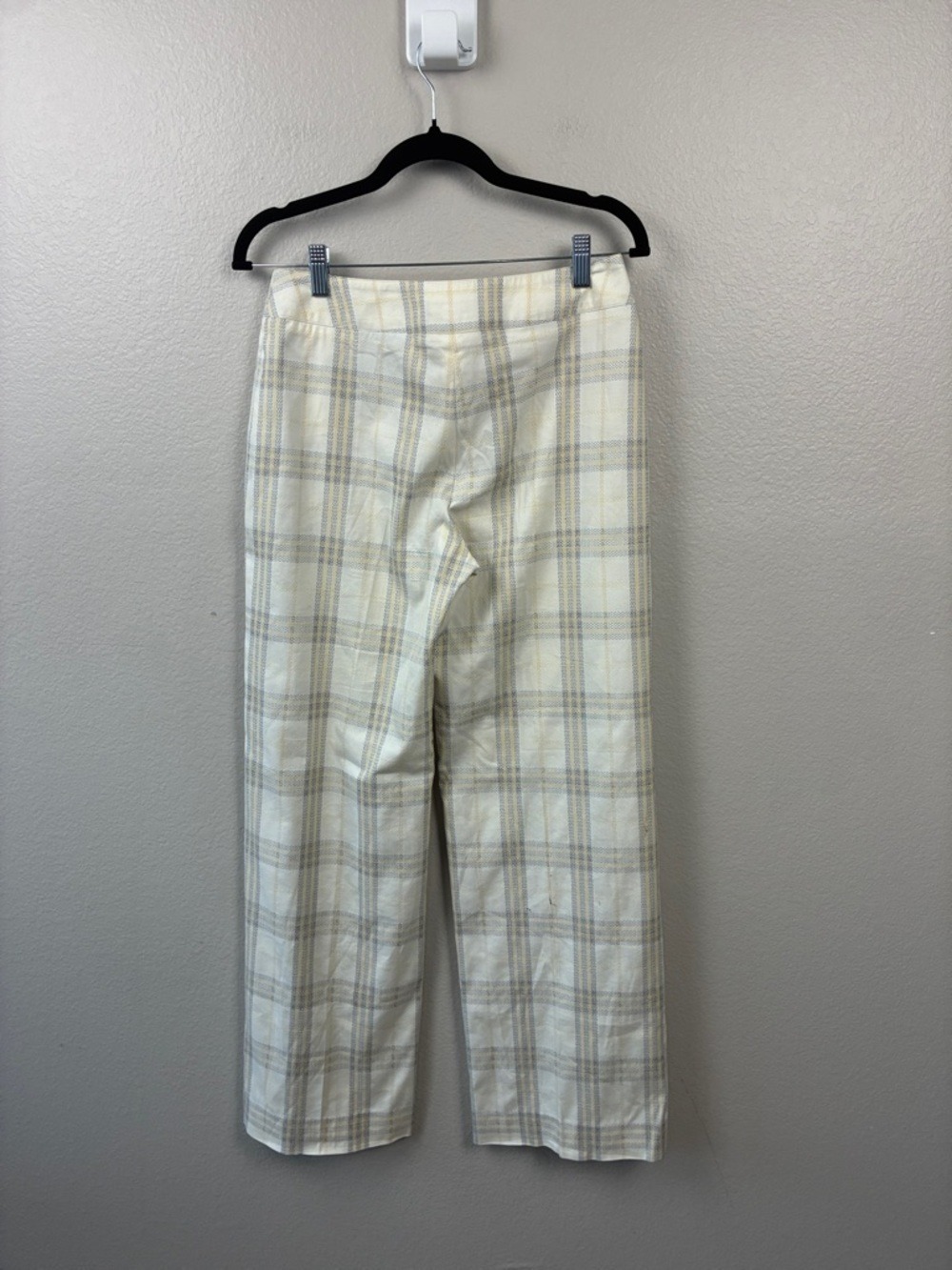 Burberry London Nova Check Pants Plaid Wide Leg Trousers Tan Cream Vintage 6 - Picture 4 of 7